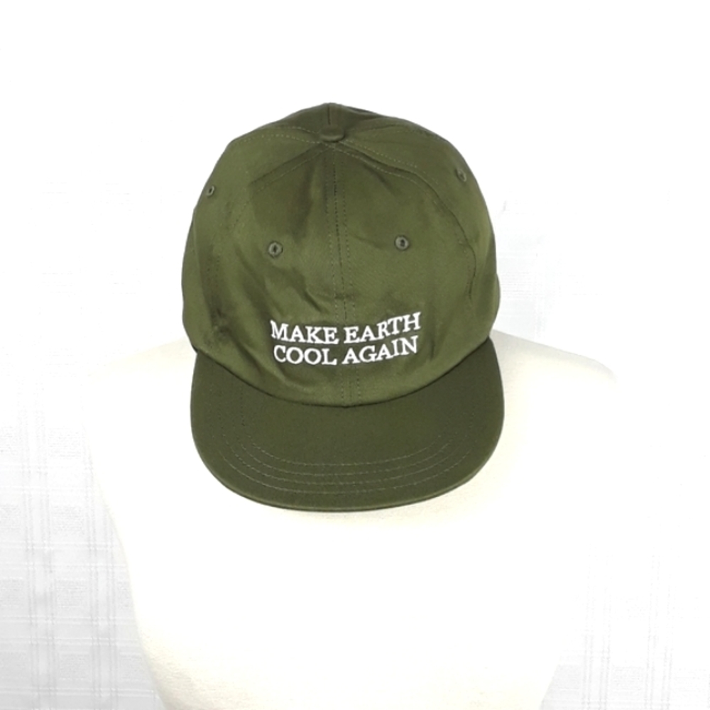 Make Earth Cool Again Stonyfield Mens/Womens Visor Cotton Hat Adjustable Green